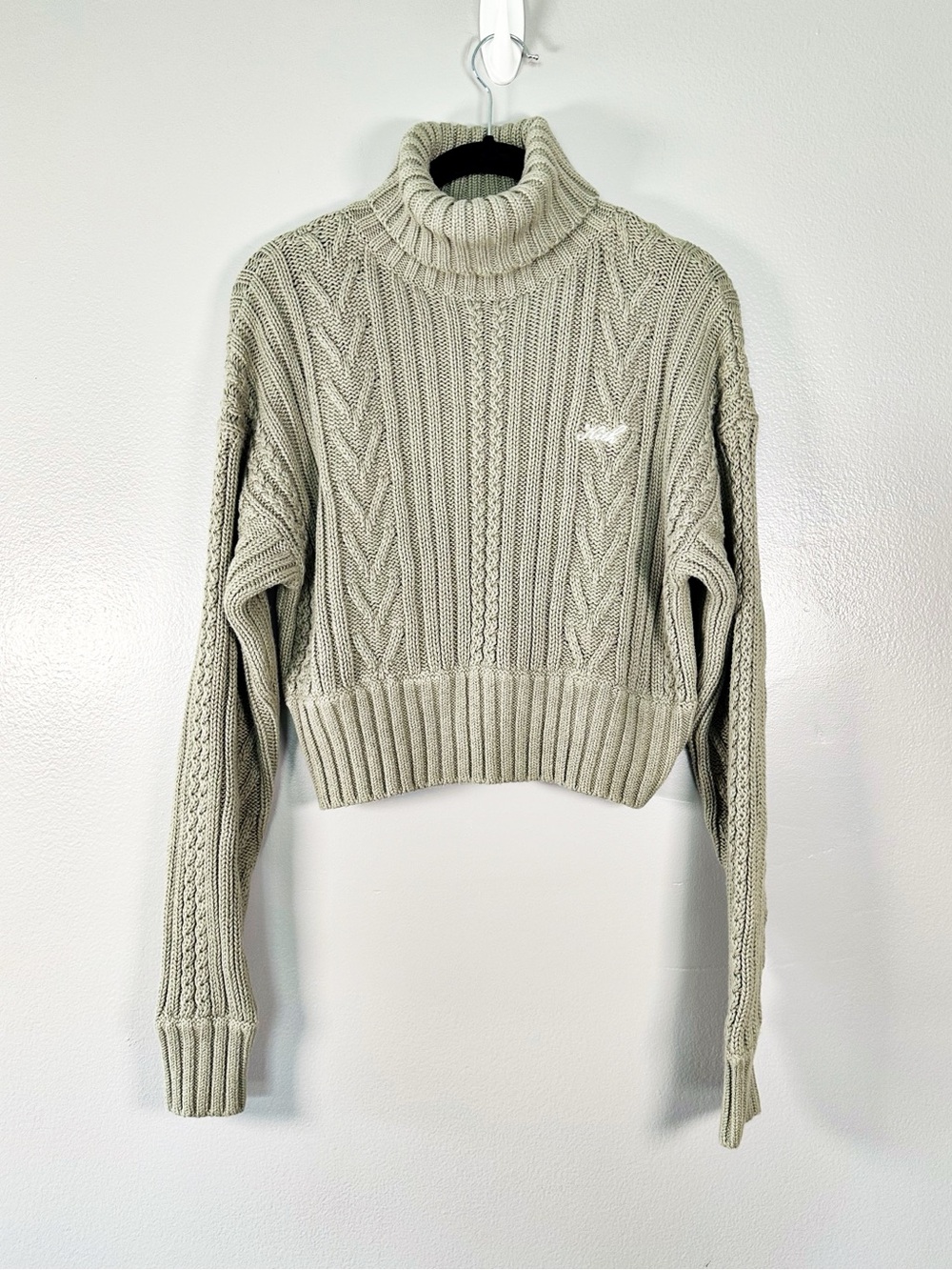 Kith Corina Cable Knit Turtleneck Sweater XS Mistle 100% Cotton KHW030207